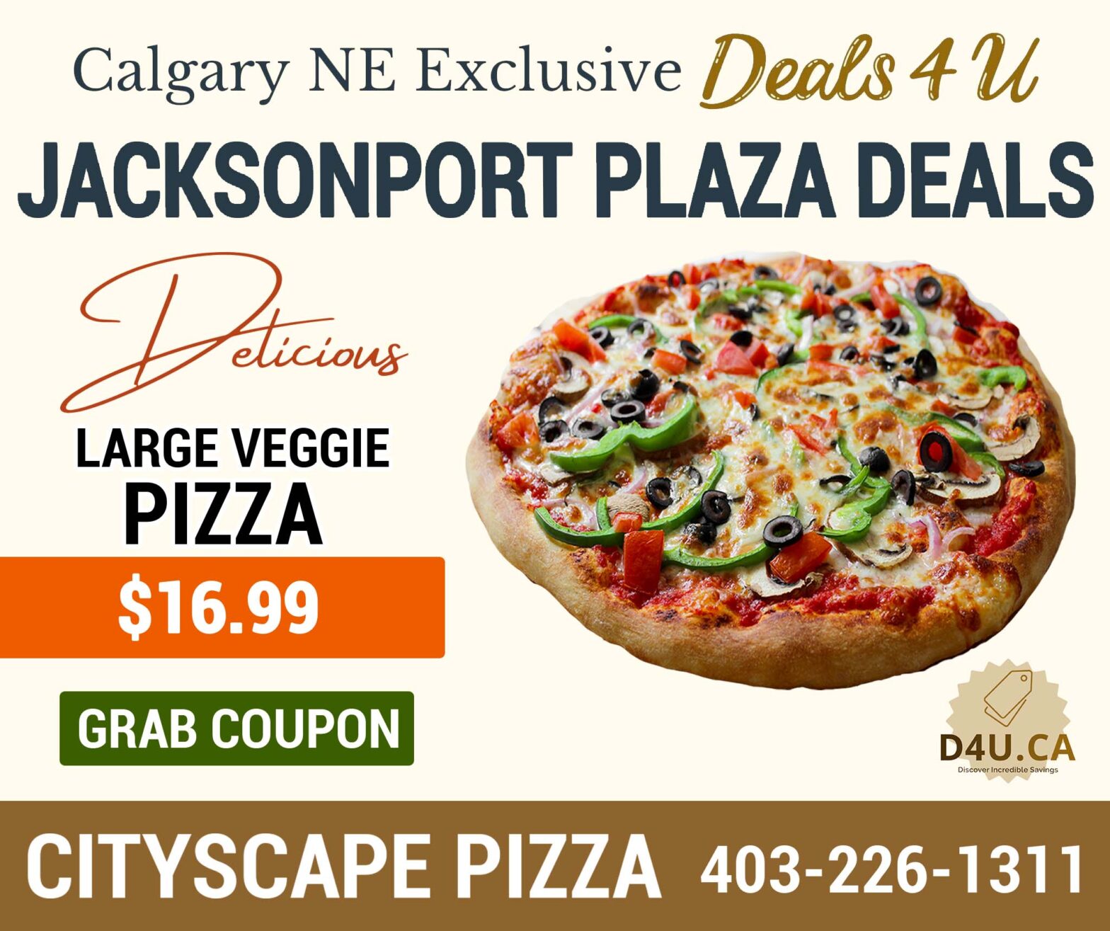 Veggie Pizza Large – $16.99 | Business Deal | d4u.ca